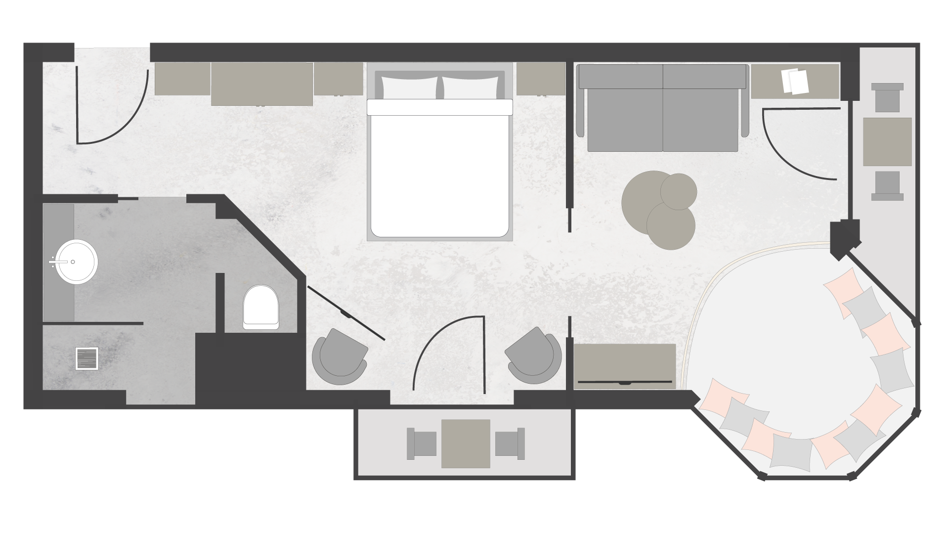 Grundriss Deluxe Suite modern mit Balkon im Meiser SPA Resort nahe Dinkelsbühl