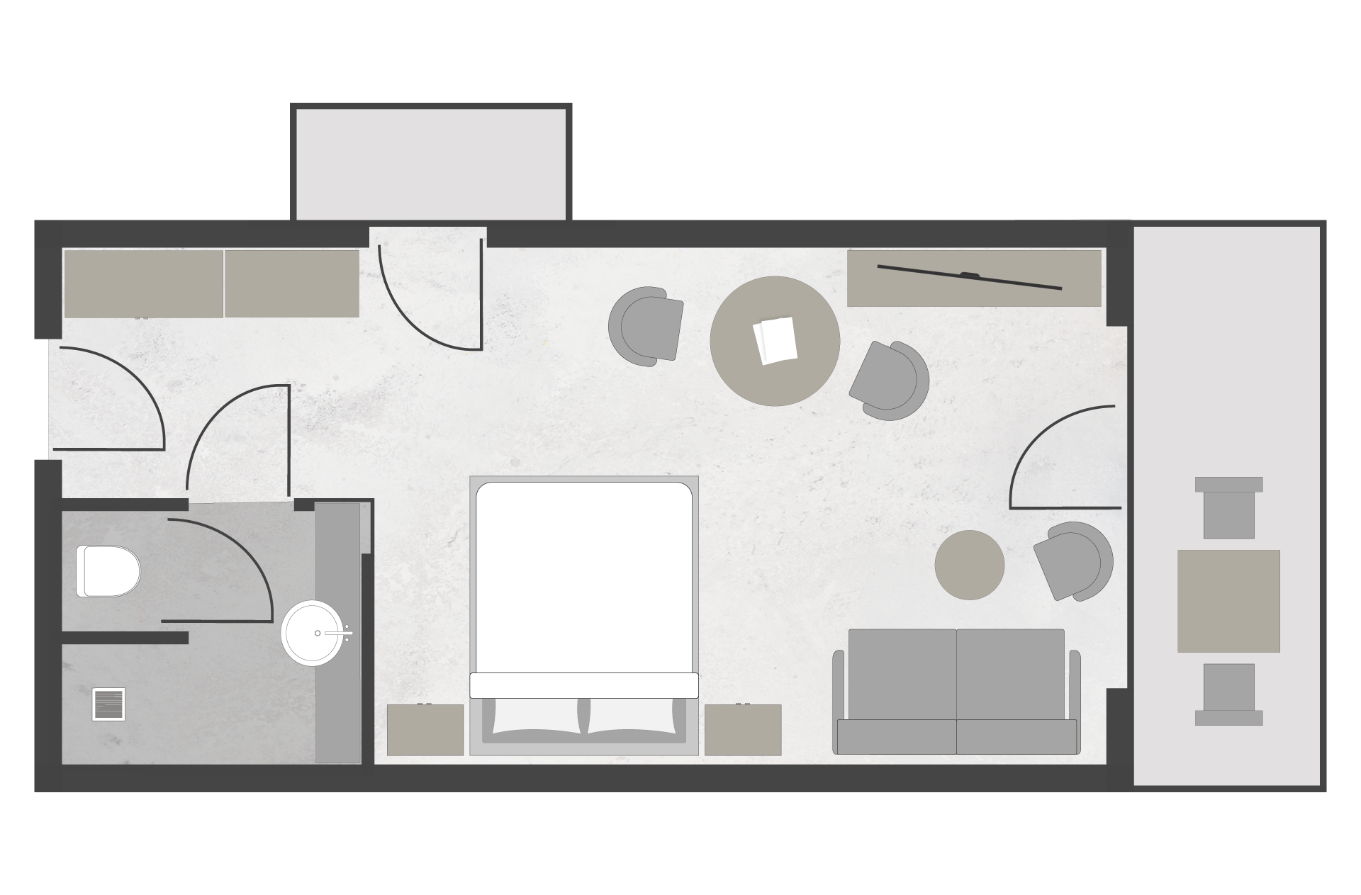 Grundriss Junior Suite Superior Plus mit Balkon im Meiser SPA Resort nahe Dinkelsbühl