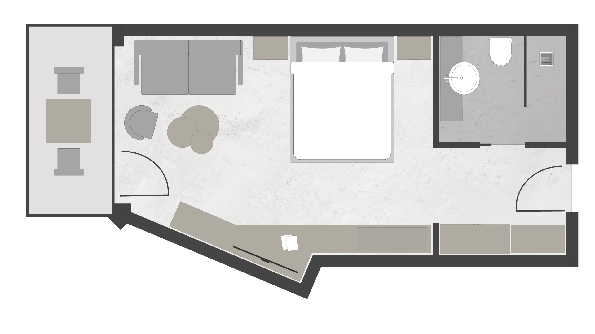 Grundriss Superior Zimmer modern mit Balkon im Meiser SPA Resort nahe Dinkelsbühl.
